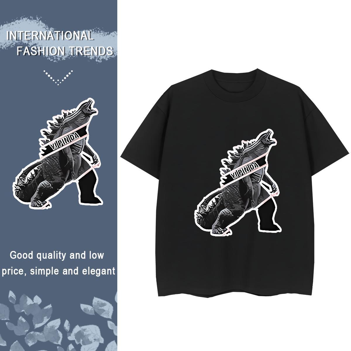 Casual New Couples T Shirts Casual Daily Wear Round Neck Short Sleeve Tops Tees Unisex 230g Cotton dinosaur Plus Size Cartoon T Shirt For Woman