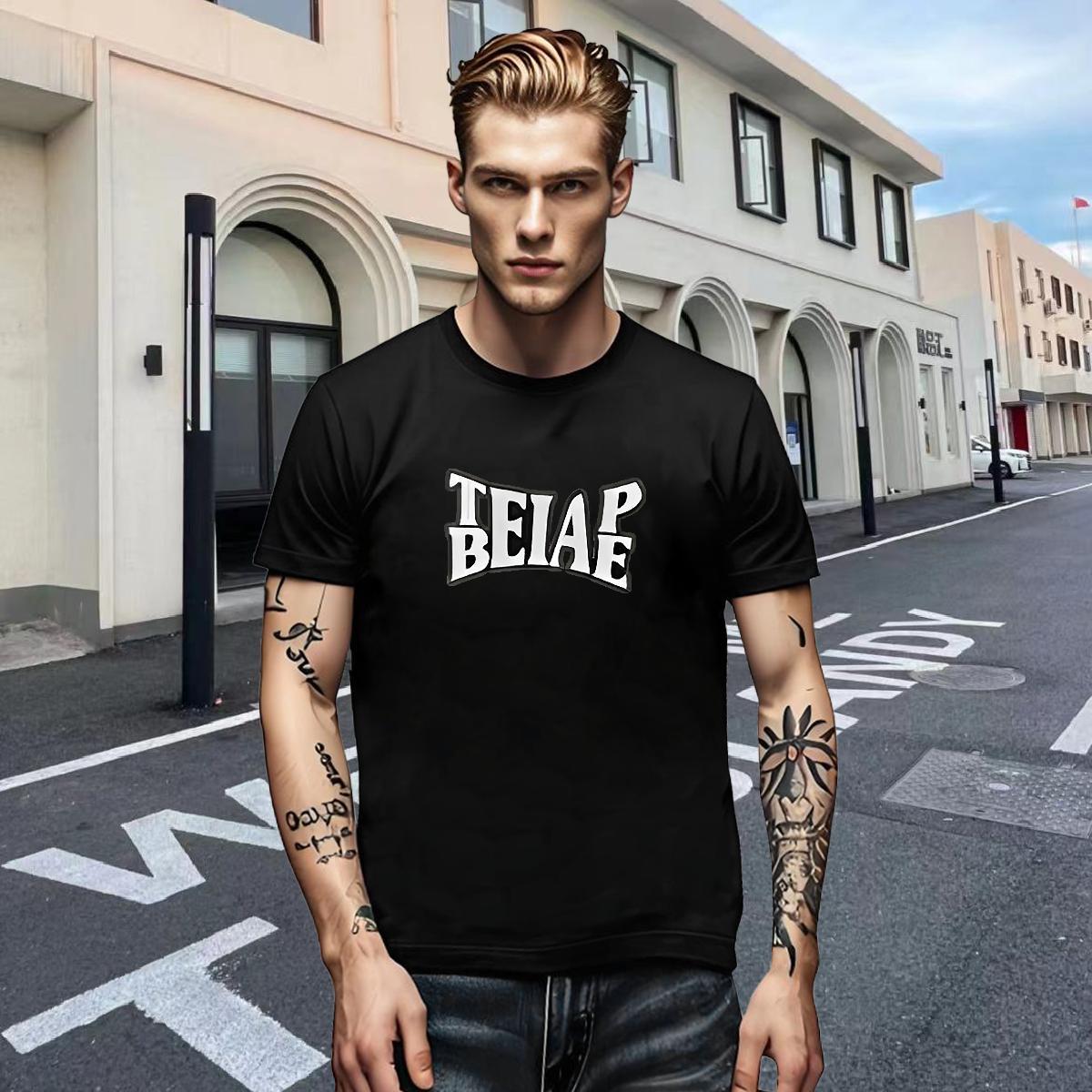 Popular Men Tshirts High Street Hip Hop 100% Cotton 230g Custom Printing Breathable Short Sleeve letter T-Shirts for Men Customized Wear
