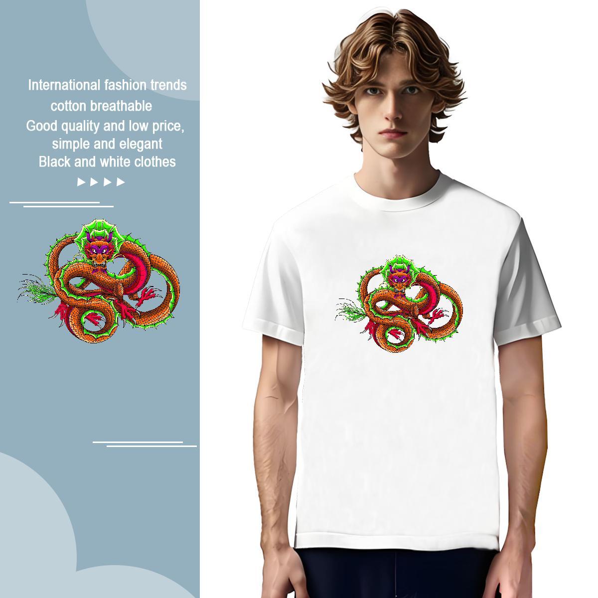 T Shirt For Man 230g Pure Cotton ferocity Daily Wear Short Sleeve O-Neck Custom Print Plus Size Tshirts New High Quality Tops
