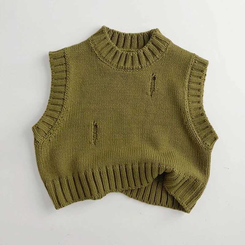 Autumn Spring Baby Girls Boys Knitting Vest Sleeveless Solid Color Knitting Pullover Sweater Korean Style Kids Knitting VestXJ240819