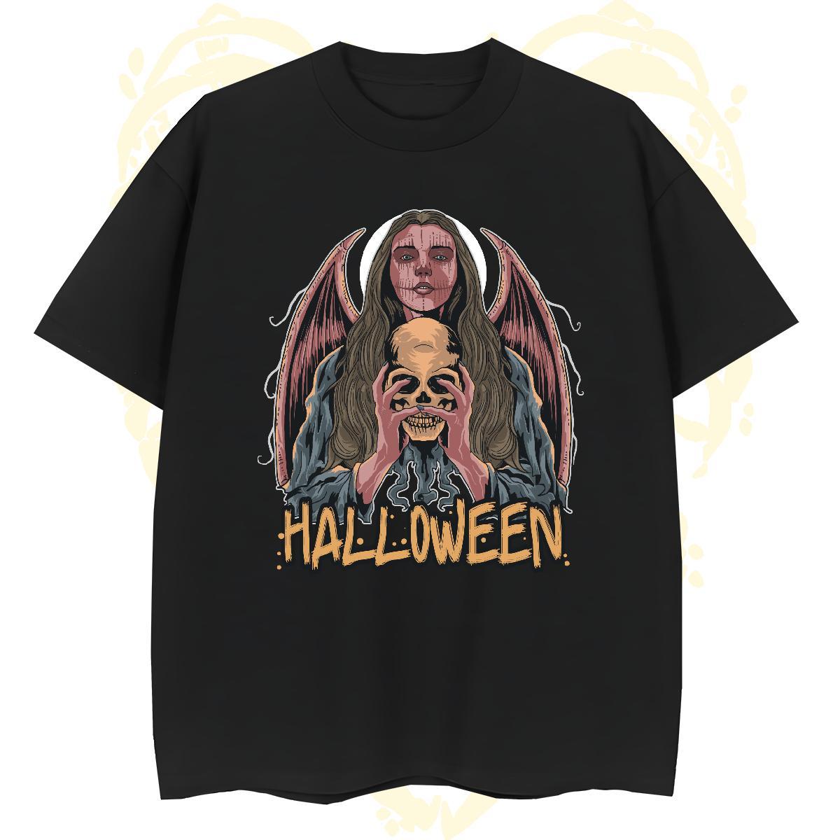 Brand T-Shirts skull O-Neck Short Sleeve Hip Hop Black Oversized 230g Cotton Tshirt for Man Woman Wholesale Tops Tees