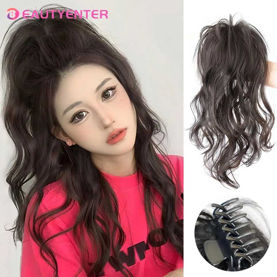 Beautiful synthetic long curly hair with clip on wig princess water polo curly high ponytail no shedding sensation W240817