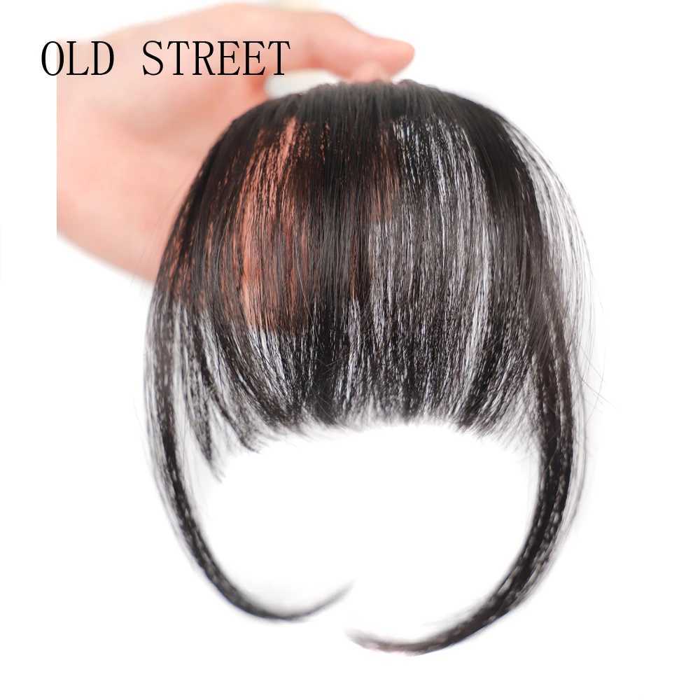 Synthetic air bangs fake Brent short hair extension natural black brown wig female clip in Bang W240817