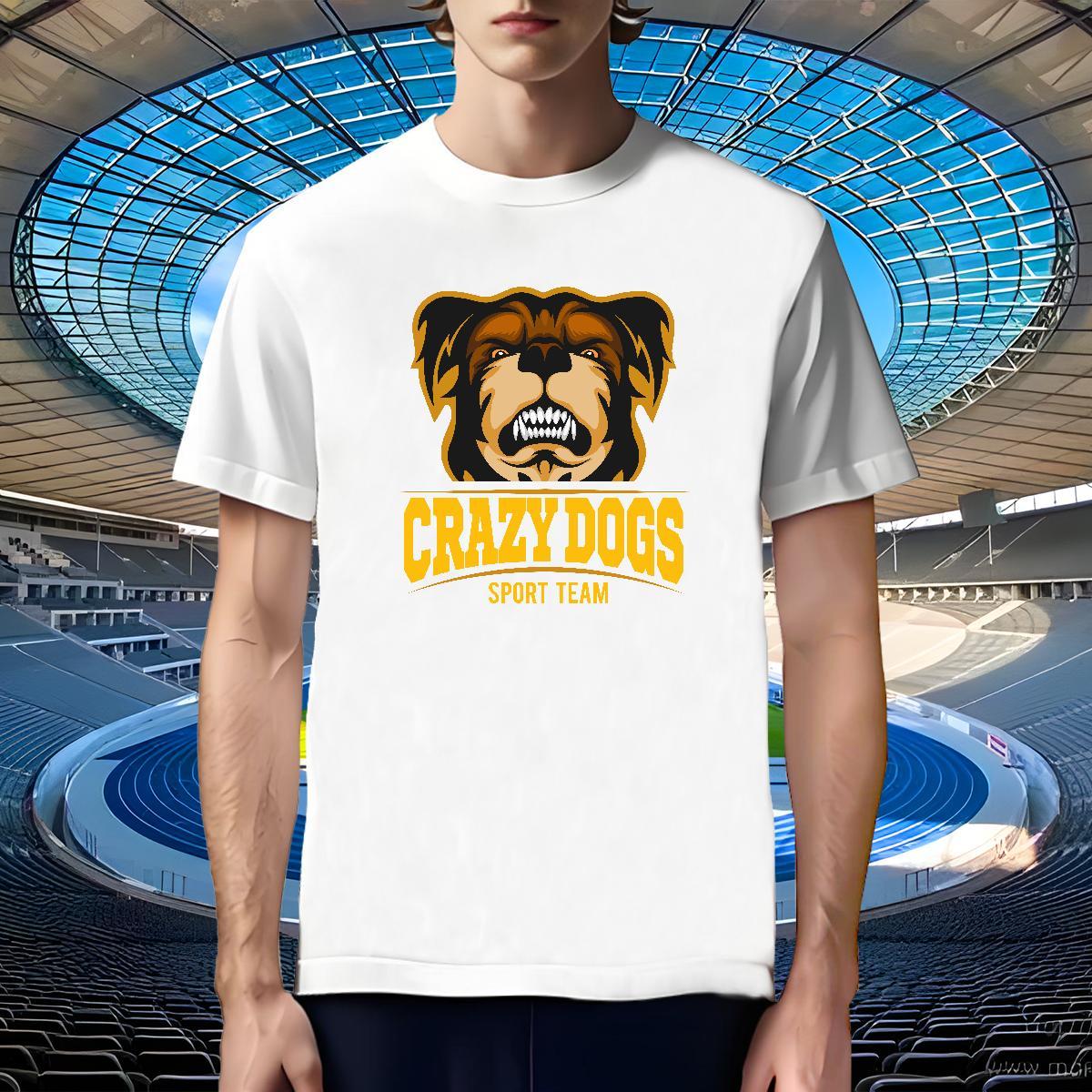 Loose Men T Shirts crazy dog Breathable Soft Spring Summer DIY Printed 230g 100% Cotton Couples T Shirts Free Shipping Top Tees