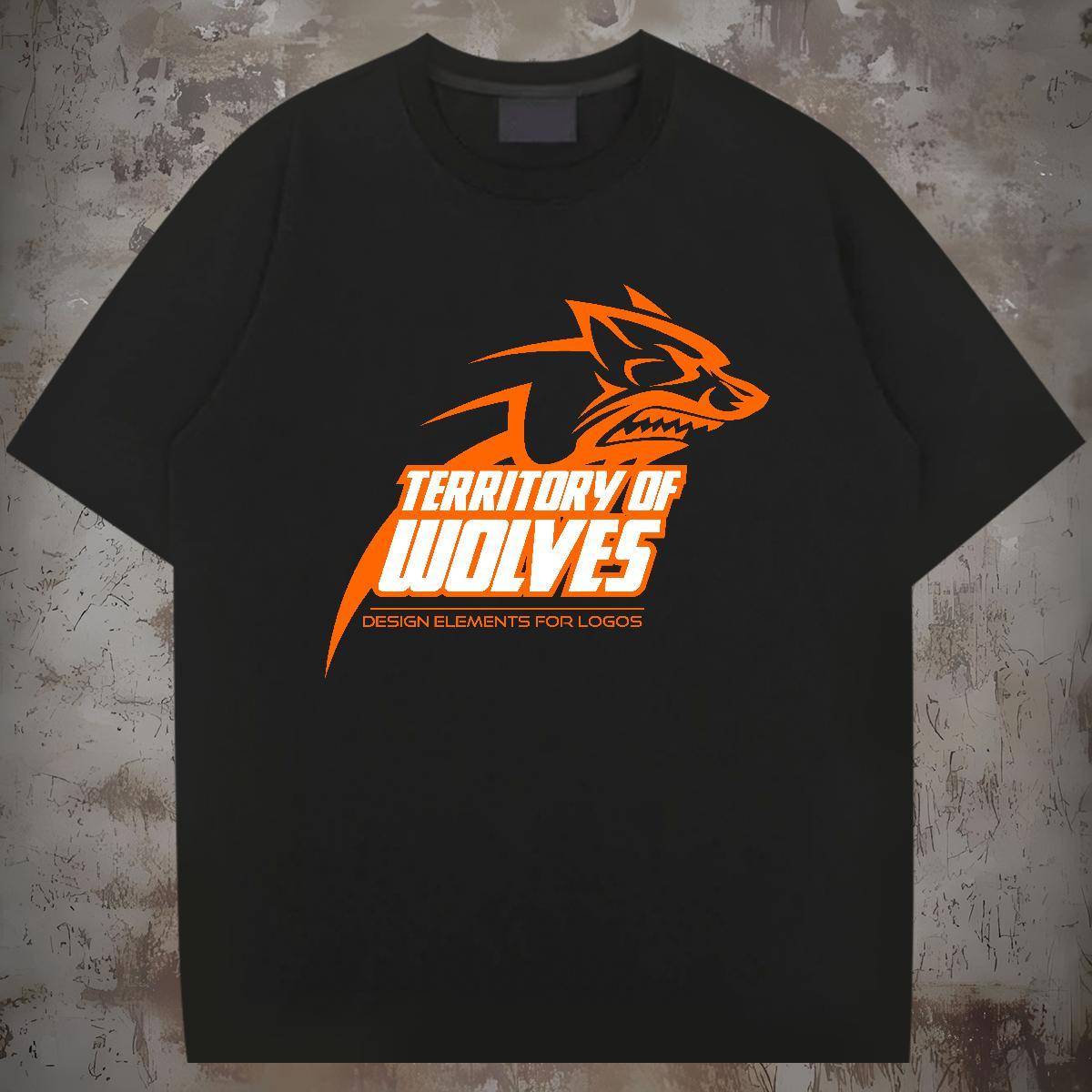 Cool T Shirt For Man wolf Round Neck Short Sleeve Home Outdoor Custom Anime 230g 100% Cotton Couples T Shirts Classic Casual Tshirts
