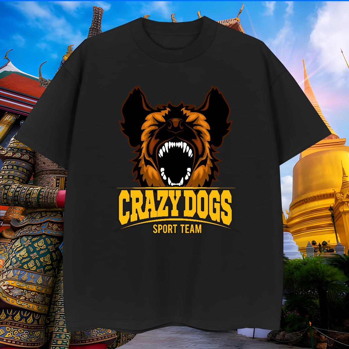 TOP Quality Mens T Shirts crazy dog Breathable Short Sleeve Anime Printing Street Cartoon Print 230g 100% Cotton Men Tshirts New Designer Polos
