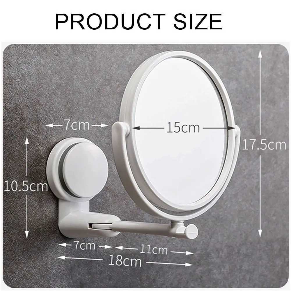 360 Swivel Folding Cosmetic Mirror No Punch Magnifying Mirror Bathroom Mirror Wall Mounted Shaving Mirror HD Cosmetic Mirror Y240819