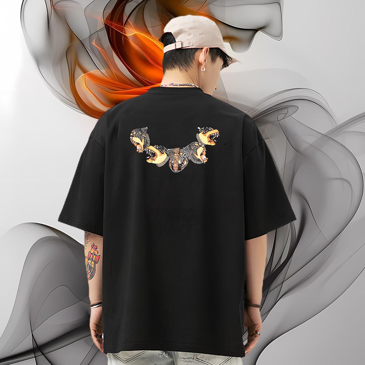 Classic Casual Men Clothes T-Shirt dog Street 230g Cotton Tops Breathable Crew Neck Wholesale T-Shirts for Men Anime Print