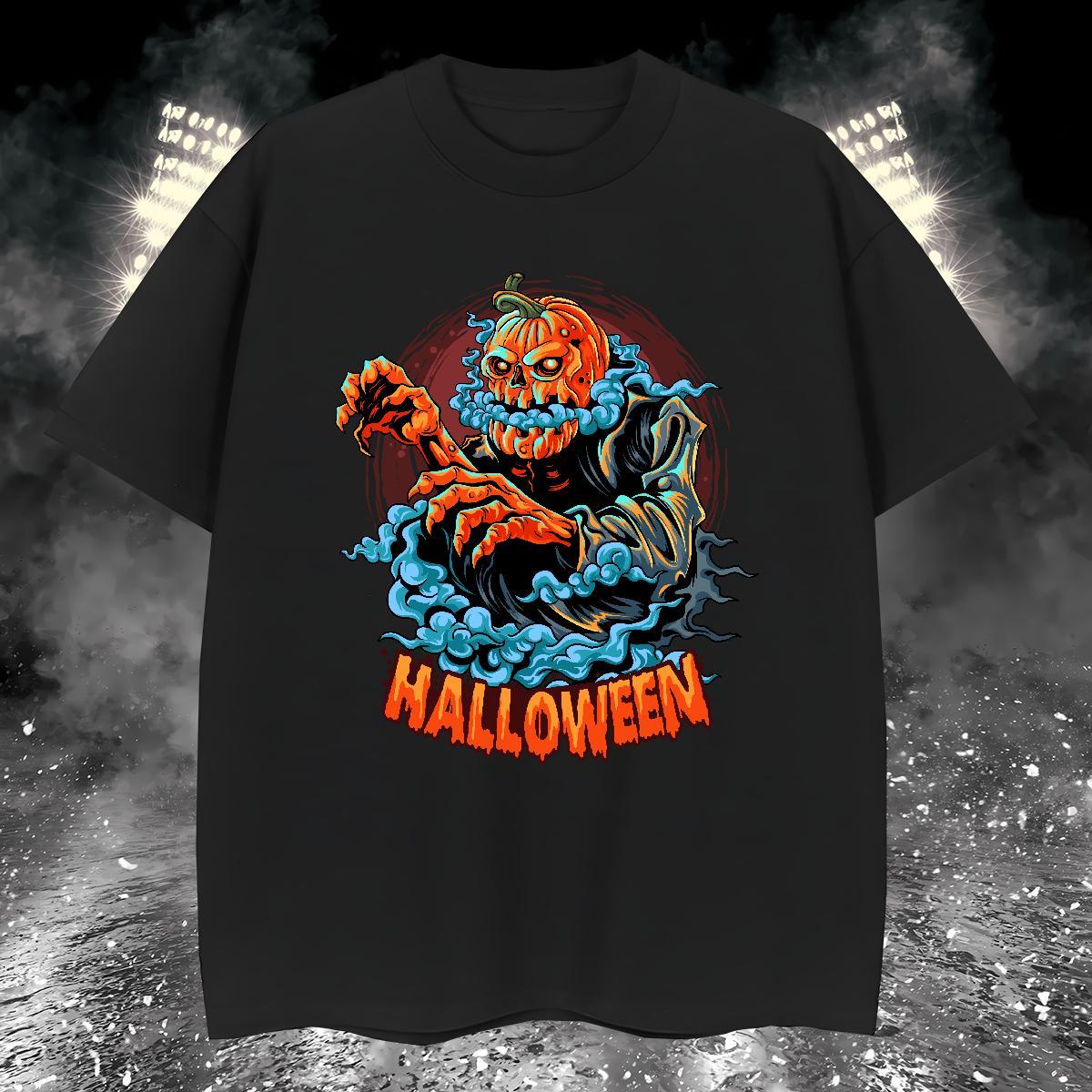 Soft T Shirts Men halloween Breathable Crew Neck Anime Printing Street Customized Print 100% Cotton 230g Men Tees DIY Wear