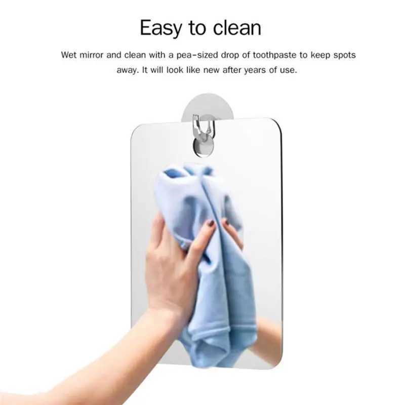 1 Pcs Acrylic Anti Fog Shower Mirror Bathroom Fogless Fog Free Mirror Washroom Travel For Man Shaving Mirror 13*17cm Y240819