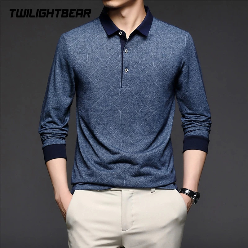Mens Shirts Long Sleeve Polo Printing Golf Wear Business Casual Shirt Men Clothing Polos Camiseta Masculina A2F8259 240820