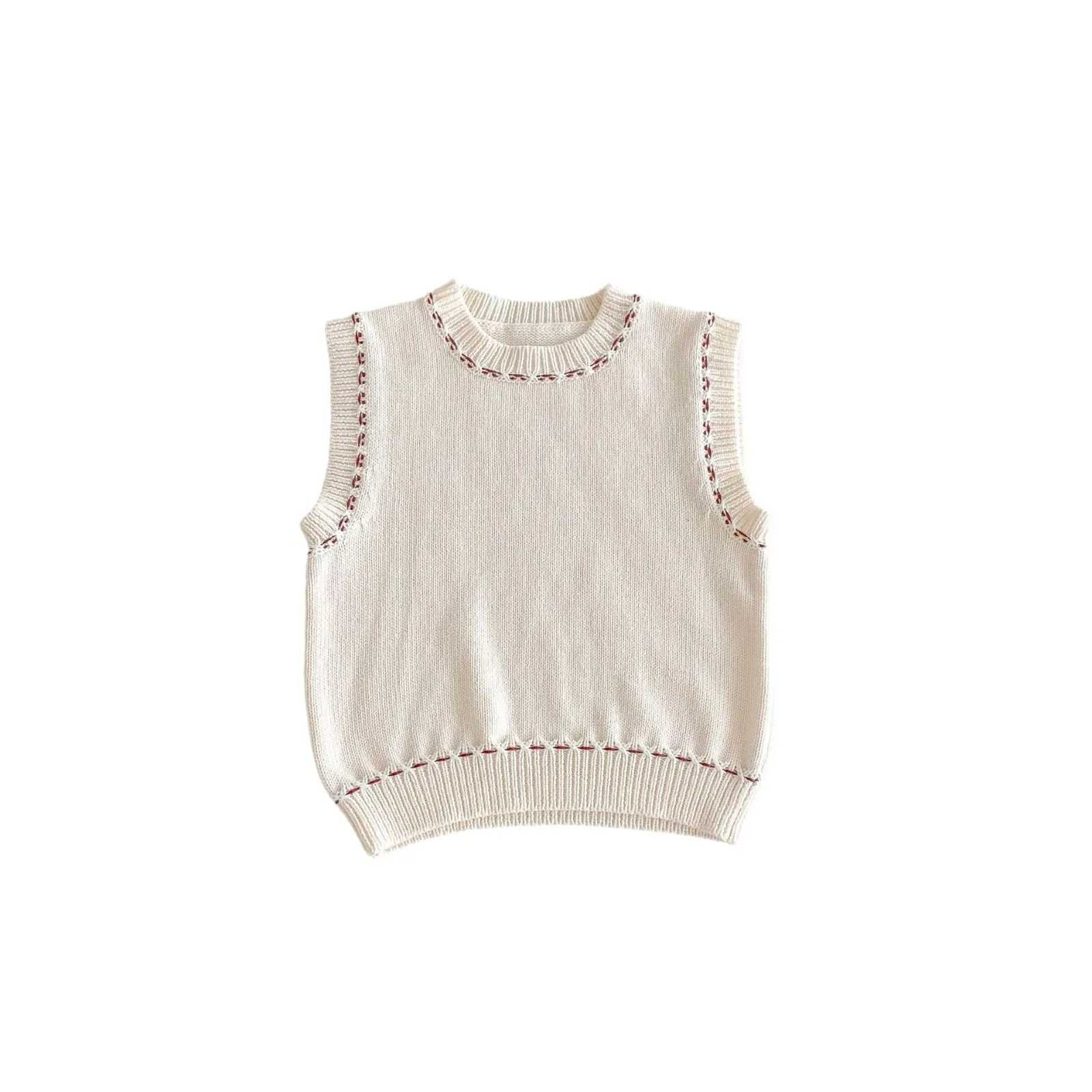 Autumn New Children Knitted Vest Solid Versatile Boys Girls Sleeveless Sweater Toddler Casual Pullover Tops Kids ClothesXJ240819