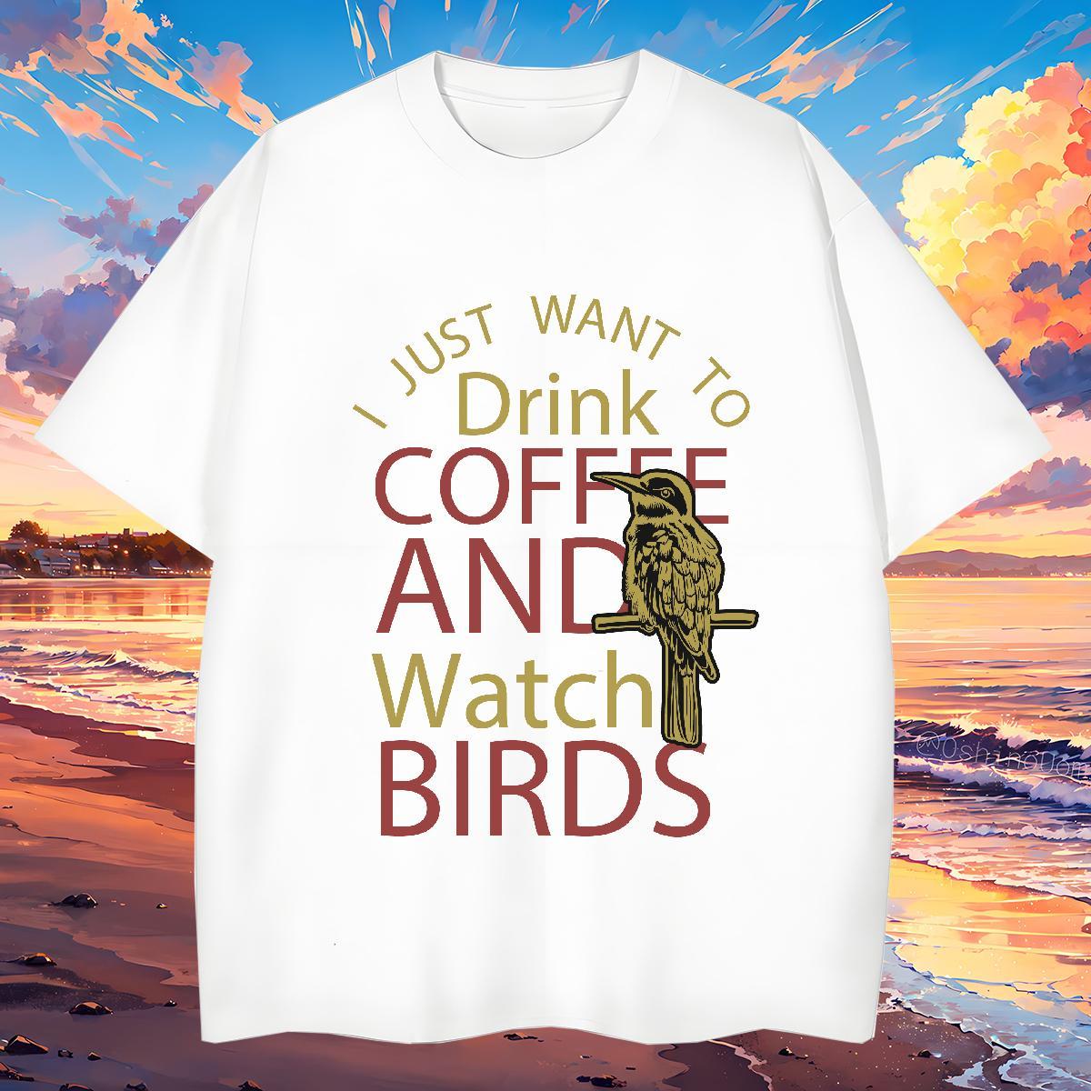 Loose bird 100% Cotton 230g Men Clothes T-Shirt Hip Hop Street Breathable Crew Neck T-Shirts Classic Custom Printing Clothings