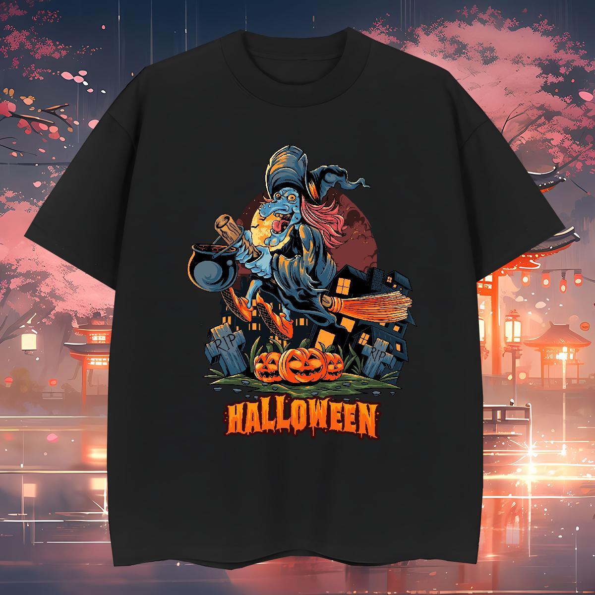 Mens T Shirts 230g Cotton halloween Street Crew Neck Plus Size Custom Men Clothes T-Shirt 2024 New Unisex Top Tees