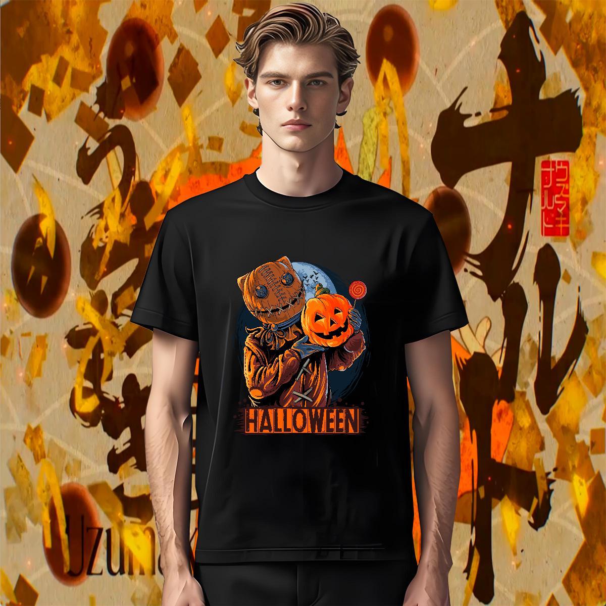 Classic T shirt halloween Breathable Crew Neck Street Wear DIY Logo Oversized 230g 100% Cotton Men Tshirts Free Shipping Tees Shirts