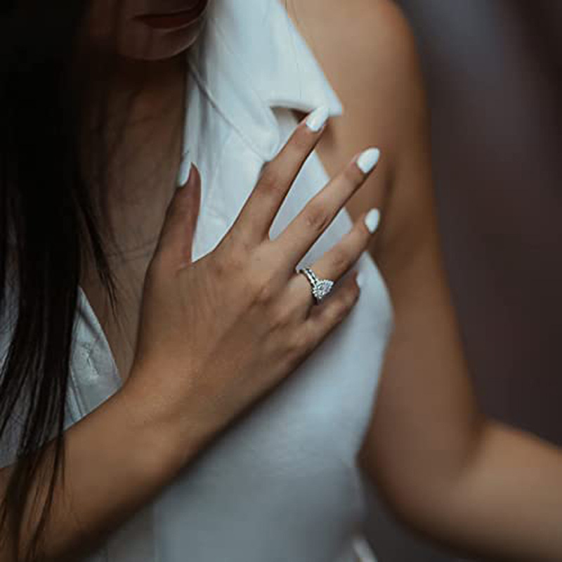 Sterg Sier Marquise Cut CZ Eternity Couple Ring Set - Elegant Party Jewelry Gift