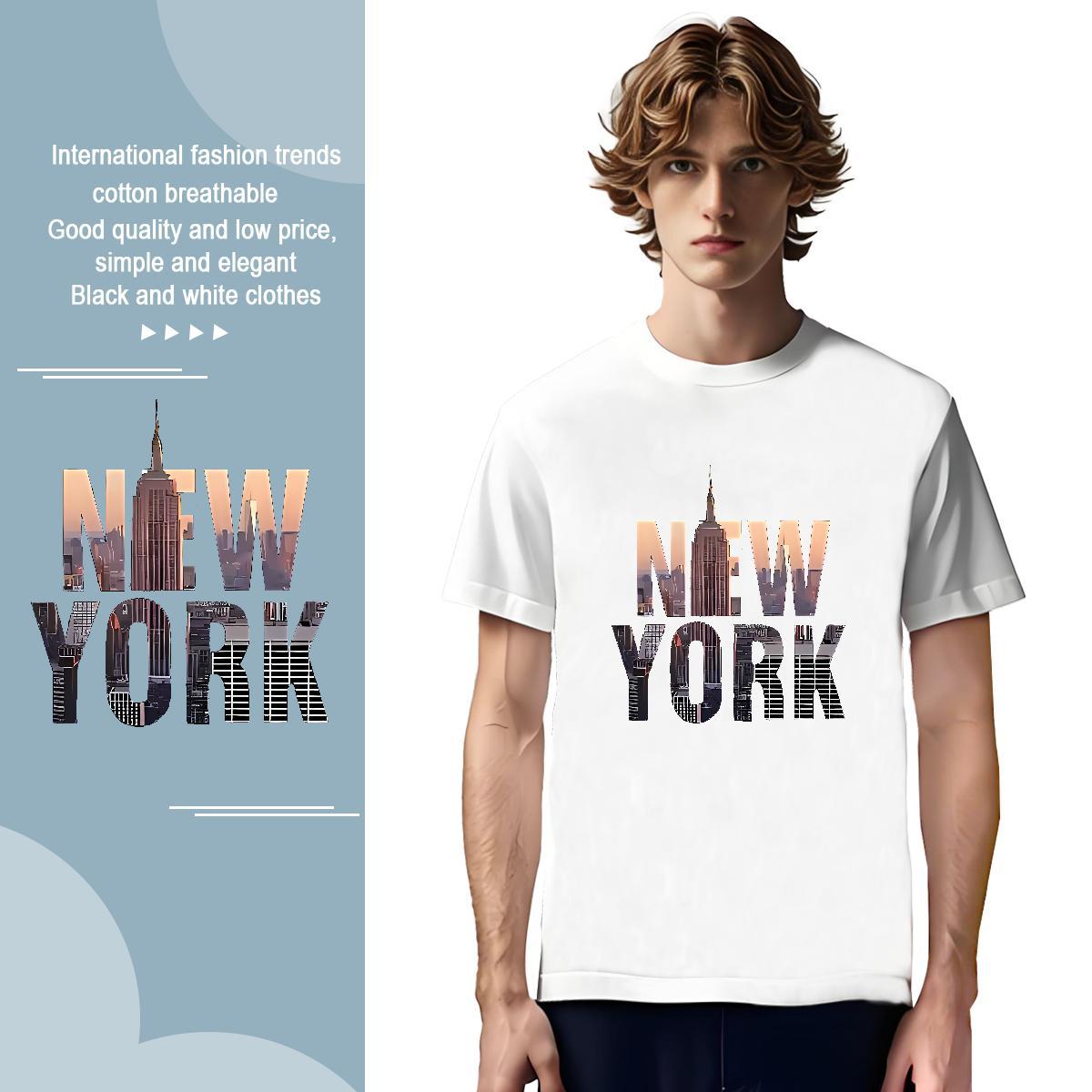 Classic New York T Shirts Men Daily Outfit Tshirts 230g Cotton 2024 Designer Crew Neck DIY Printed Tops
