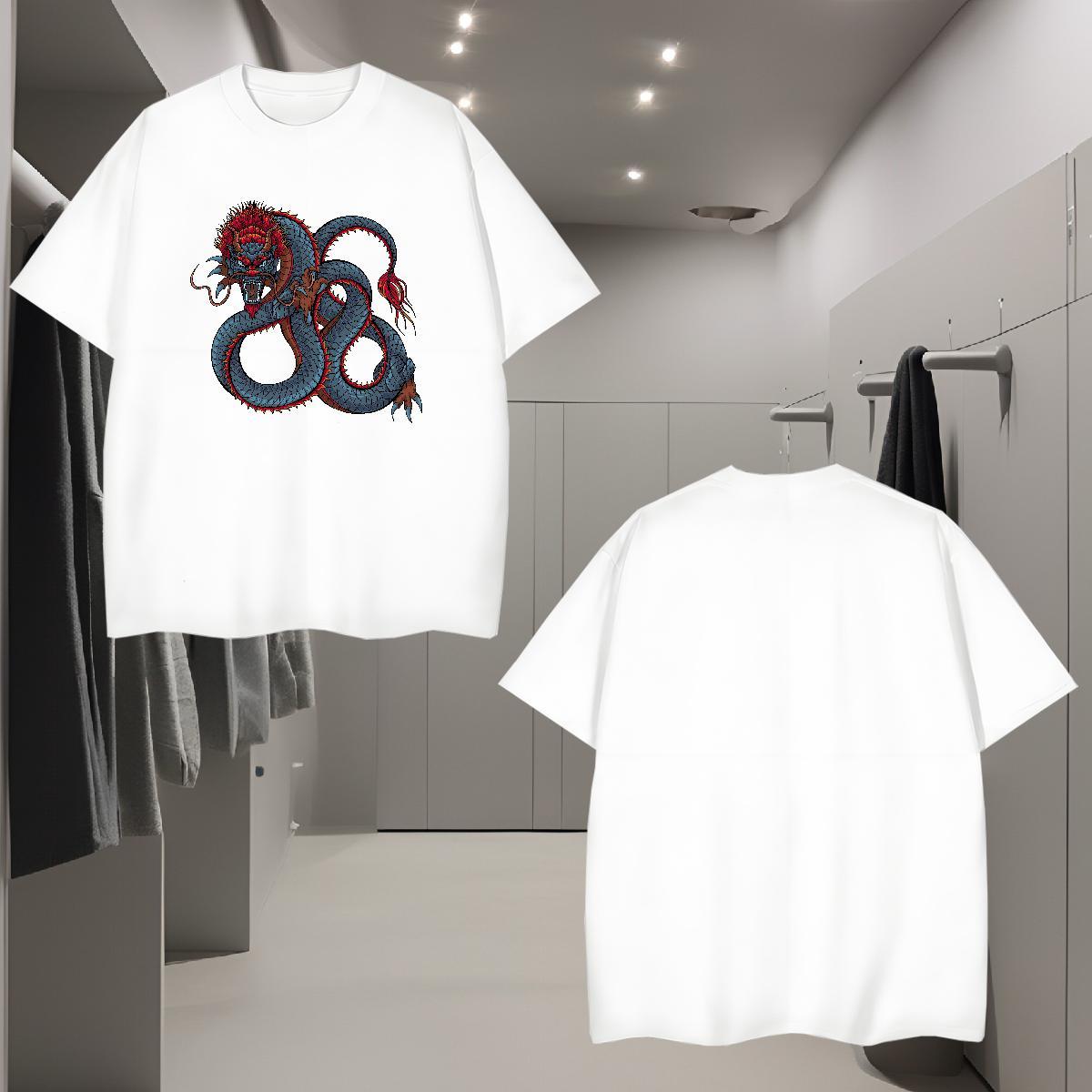 T-Shirts 230g 100% Cotton dragon Hip Hop Breathable Black White Couples T Shirts Factory Direct High Quality Tops Shirt
