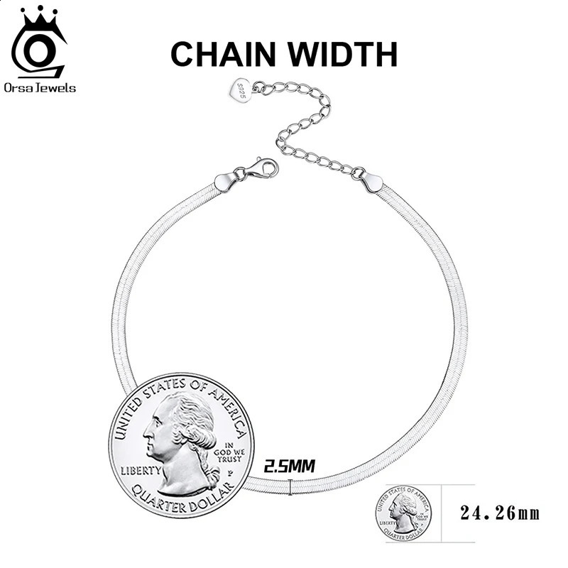 ORSA JEWELS 925 sterling silver punk flat chain blade anklet womens summer barefoot bracelet jewelry SA12 240812