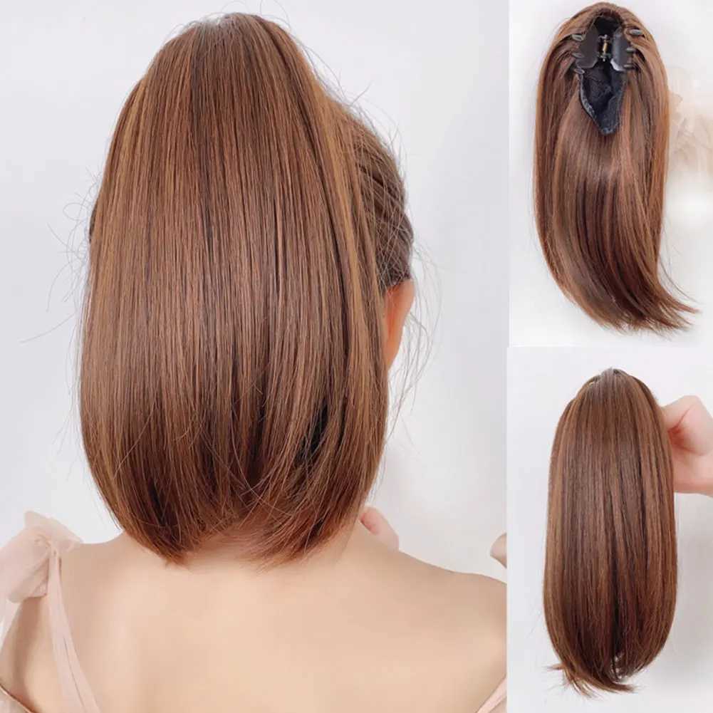 Womens mini curly short hair clip with ponytail simulated headband high ponytail wig W240817