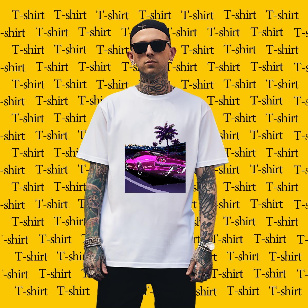 Soft Men Clothes T-Shirt Casual Daily Wear 230g Cotton DIY Printed Breathable car T-Shirts for Men Factory Direct Tshirts