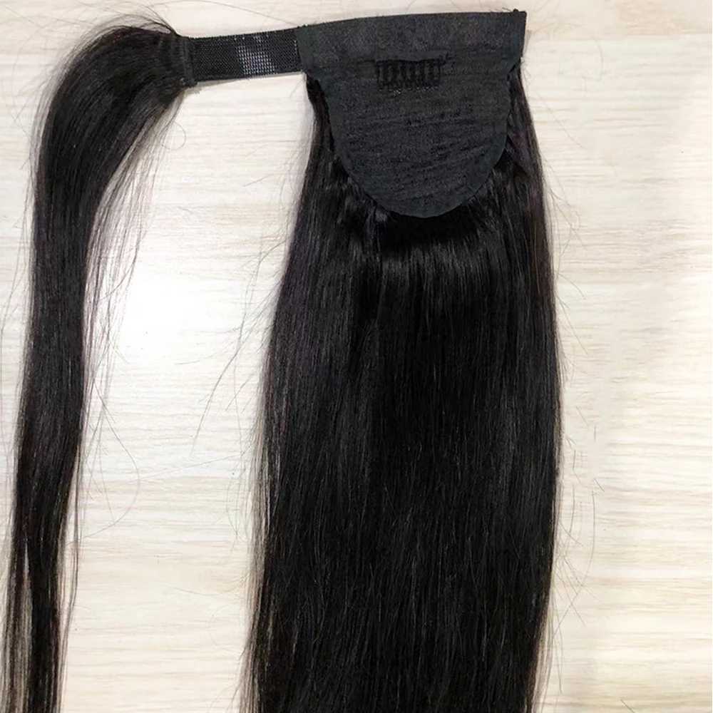 30 32 34 inch ponytail human hair extension straight ponytail brushed and packaged 10A high quality W240817