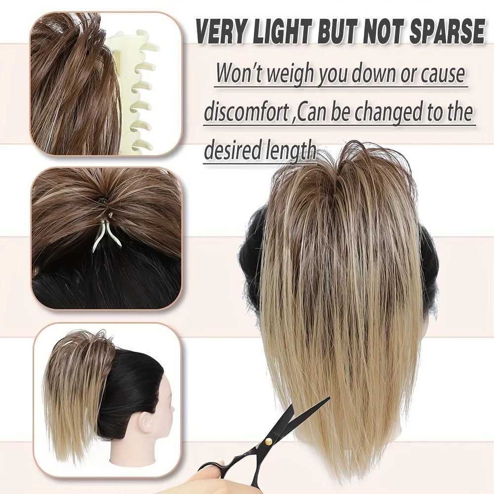 Messy Bun Chignon Claw in Ponytail Hair Extension Wigs Synthetic Wave Curling Touch Updo Hair Buns Hair Clip Scrunchie W240817