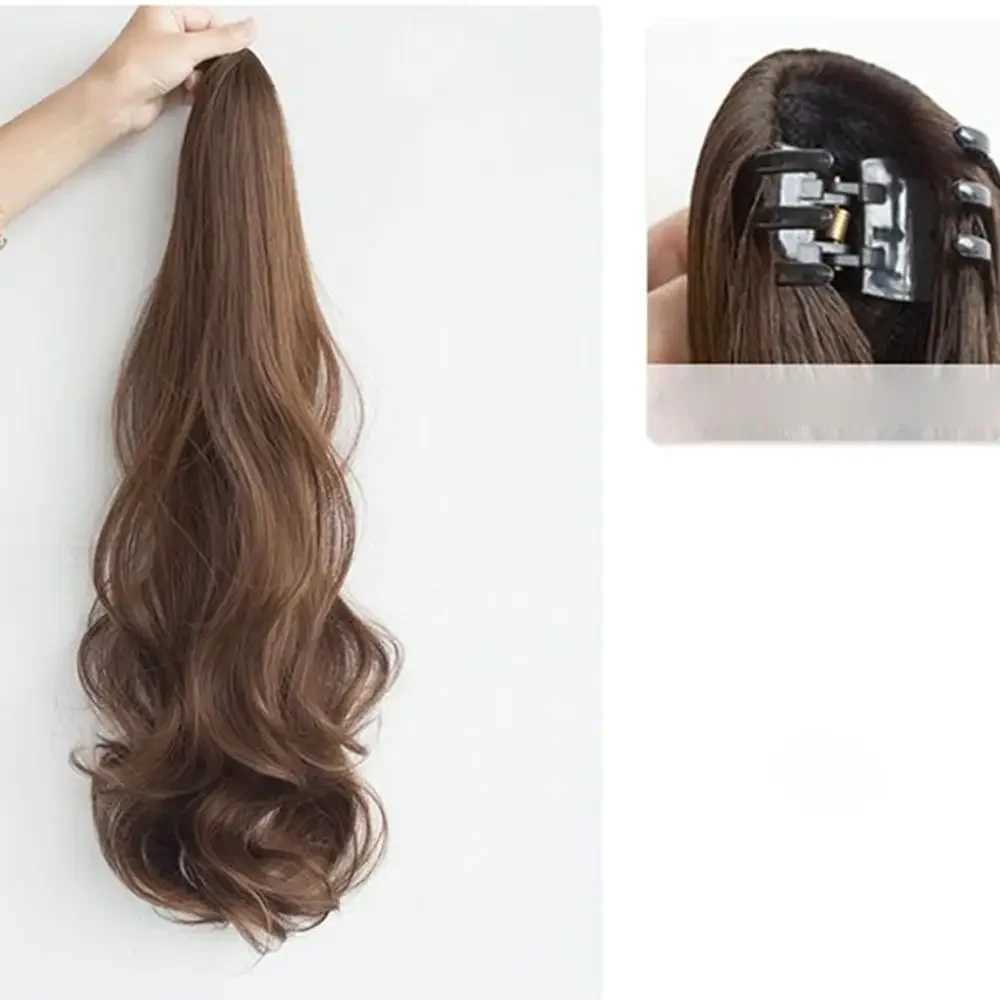 Womens Fashion Wig 45cm Fashion Wig Claw Clip Natural Long Curled Wig Womens Ponytail Hair Extension W240817