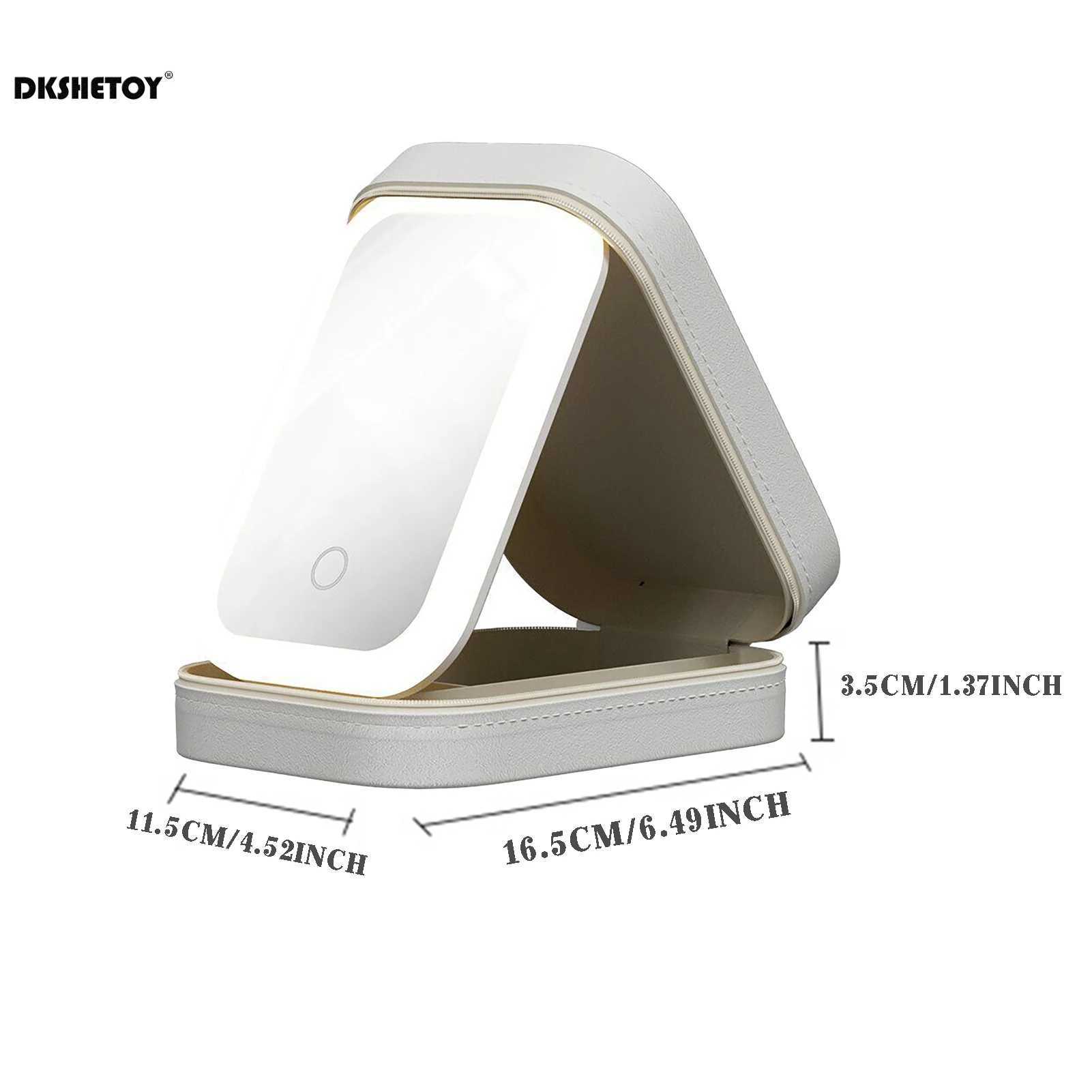 Makeup Mirror With Light usb charging Cosmetic Bag LED Mirror Travel Makeup Storage Bag case Travel make up Organizer Y240819