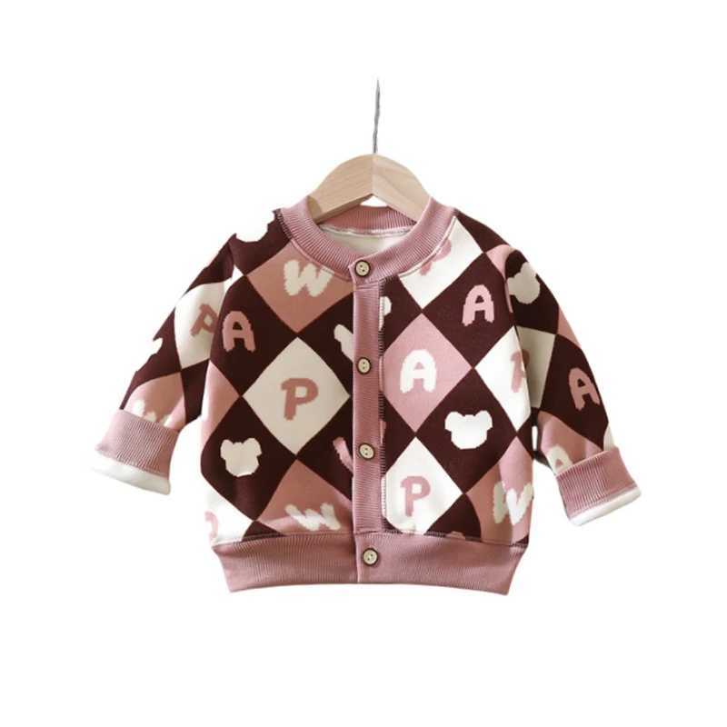 Autumn Floral Letters Print Outdoor Cardigan Sweaters for Children Girls Clothes 2 to 8 Years Infant Baby Girl WInter KnitwearXJ240819
