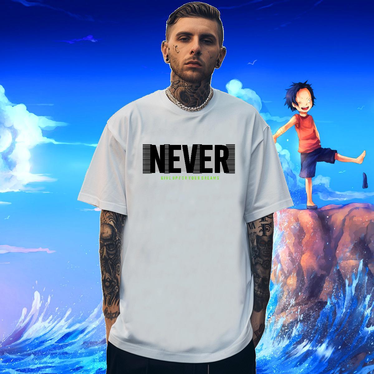 Loose Fit Couples T Shirts Daily Wear 230g 100% Cotton Custom Anime Breathable Short Sleeve never T Shirts Men 2024 Clothes