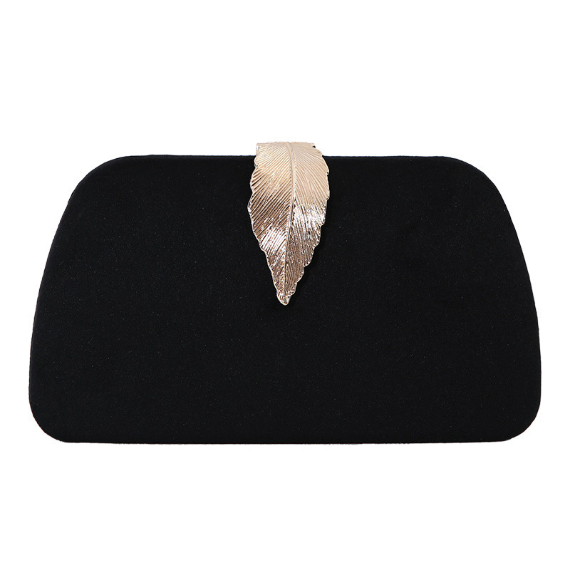 New Fashionable Evening Package Velvet Metal Leaf Dress Paired with Banquet Handbag Small Square Bag for Women