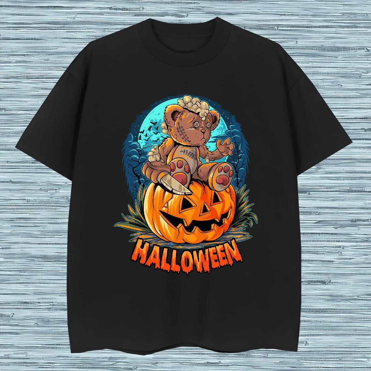 Soft Men T Shirts halloween O-Neck Short Sleeve Spring Summer Oversized 3XL 4XL 230g Pure Cotton Men Tshirts Customized Polos