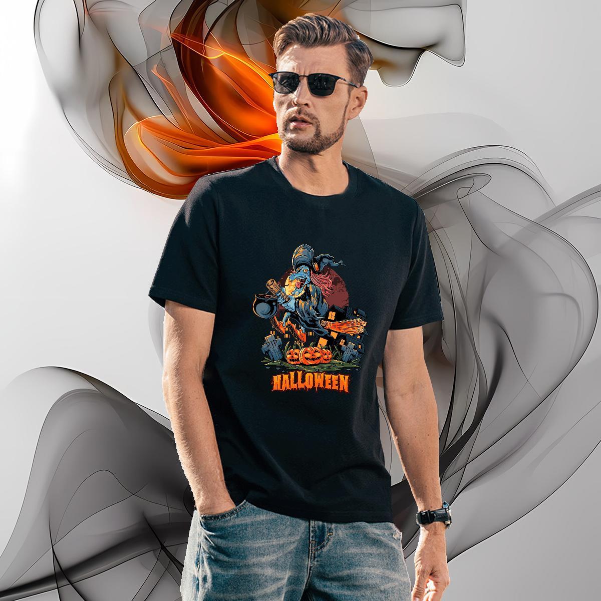 High Quality T-Shirts for Men pumpkin Breathable Short Sleeve Street Custom Printing 100% Cotton 230g Tshirt for Man Woman 2024 New Clothes