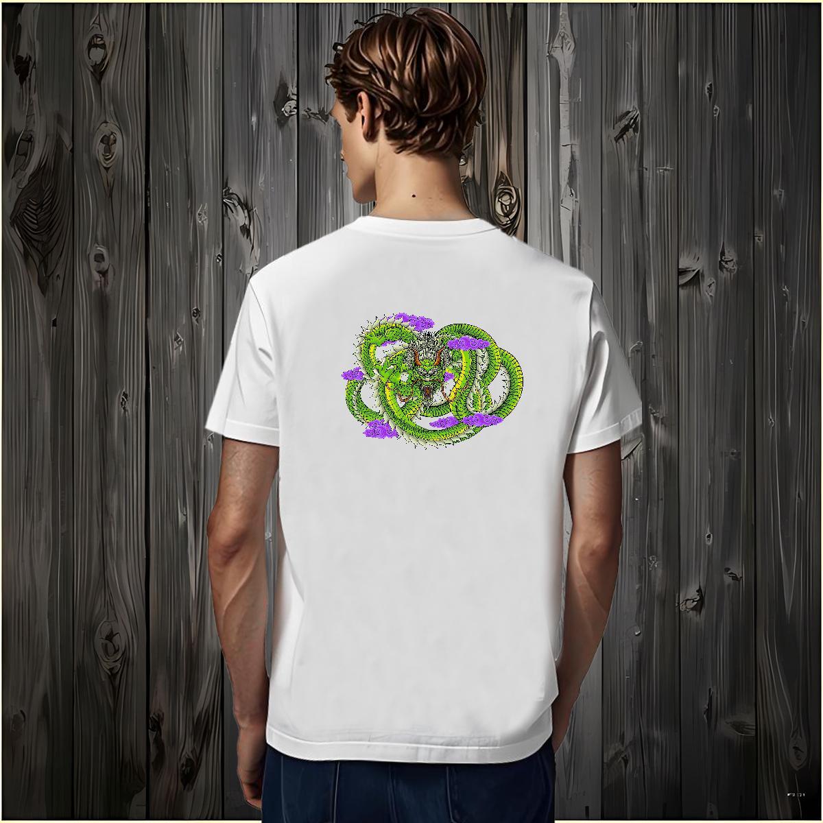 T shirt 230g Pure Cotton dragon Anime Printing Street O-Neck Short Sleeve Custom Printing Men Tees Fashion Casual Comfortable Polos