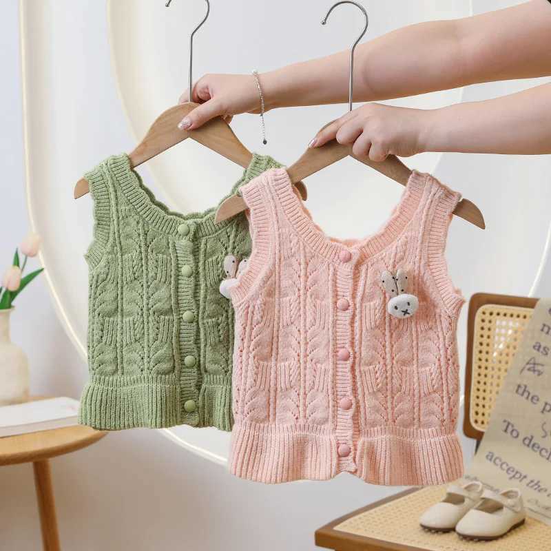 Trendy 2024 Kids Sweater Vest Cardigan Casual Elegant Lovely Bunny Decoration Everyday Fresh Leisure Fine WorkmanshipXJ240819
