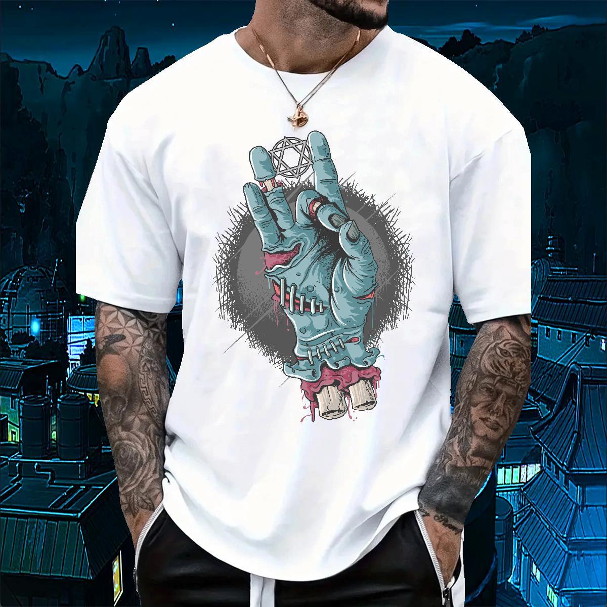 Factory Direct hand Men Tshirts 100% Cotton 230g Men T Shirts Black White Anime Printing Street Breathable Short Sleeve Cool Design Clothings