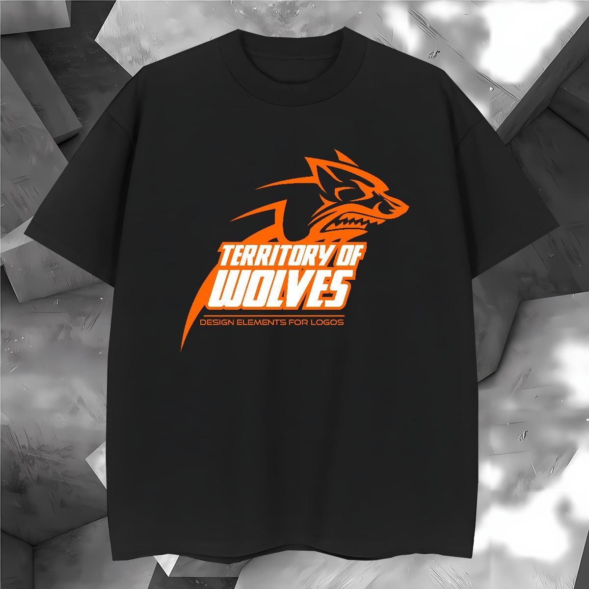 Soft T-Shirts wolf Breathable Crew Neck Street Anime Print 230g 100% Cotton Men Clothes T-Shirt 2024 New Tops