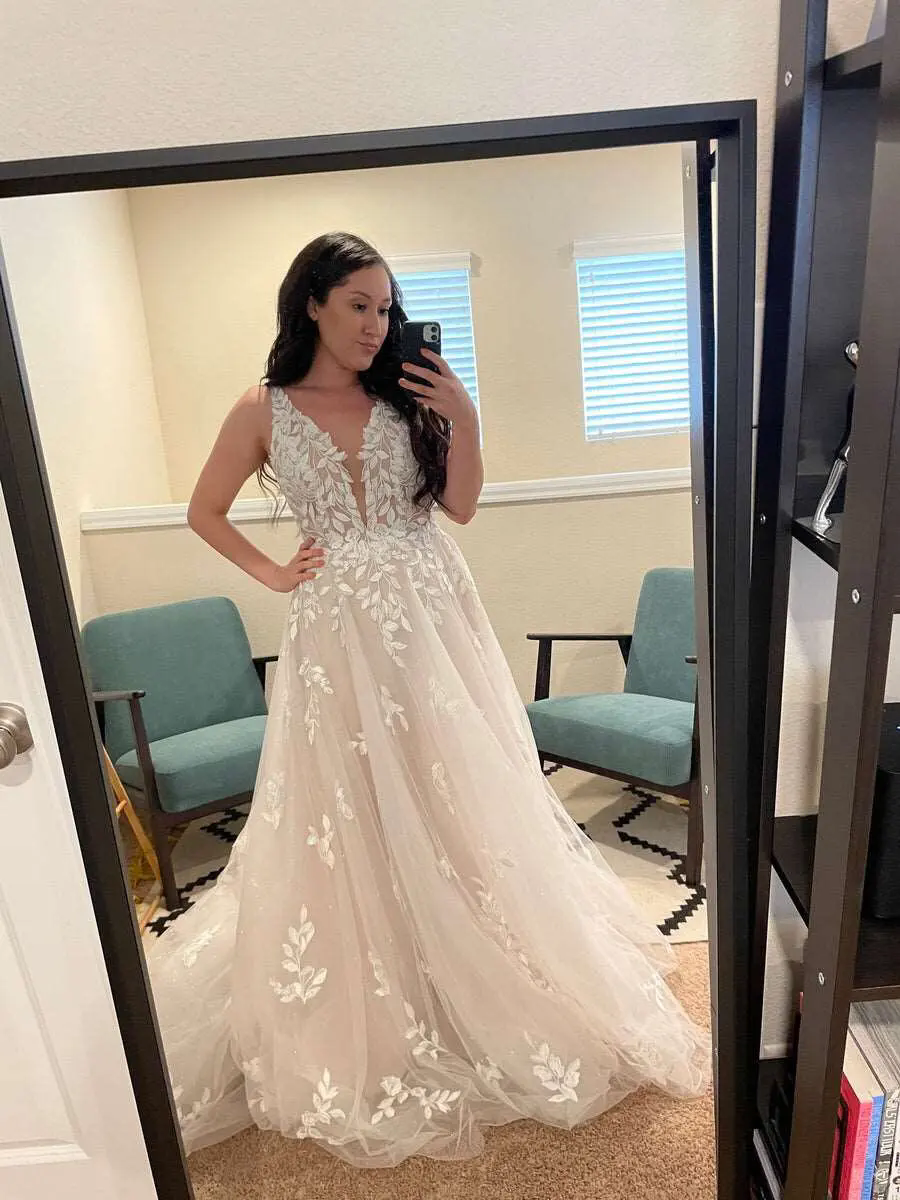 ral Beach Dresses A-e Sleeveless V NECK Appliques Lace Bridal Gowns Tulle Sweep Train Bohemian Wedding Dress Vestido De Novia