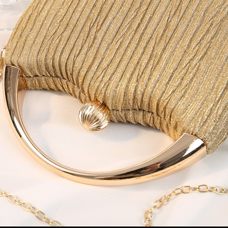 2024 New Hundred Pleated Evening Banquet Women's Fashion Metal Handheld Box Round Bag