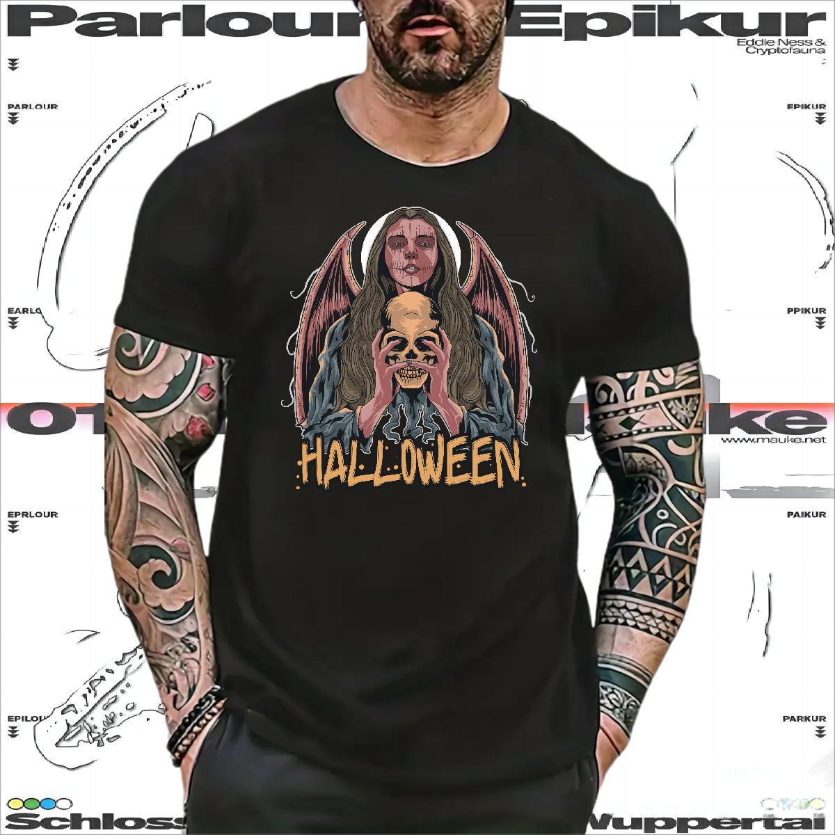 Brand T Shirt For Man skull Breathable Soft Hip Hop Street DIY Printed 230g Cotton Tshirts Fashion New Tops Tees