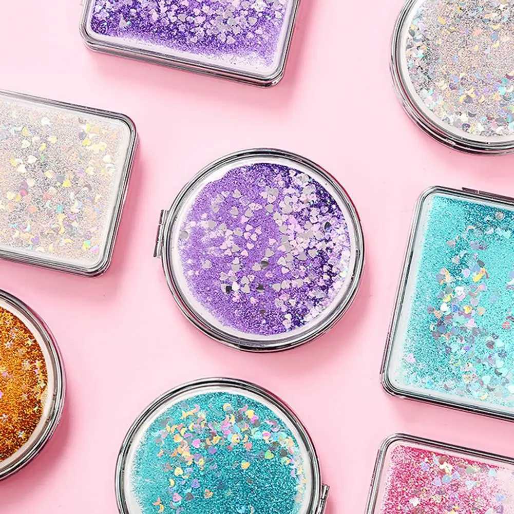 Makeup Mirror Chic Hand Mirror Pocket Mirror Square And Round Shape Pocket Mirror Nice Appearance Vanity Mirror Girl Present Y240819