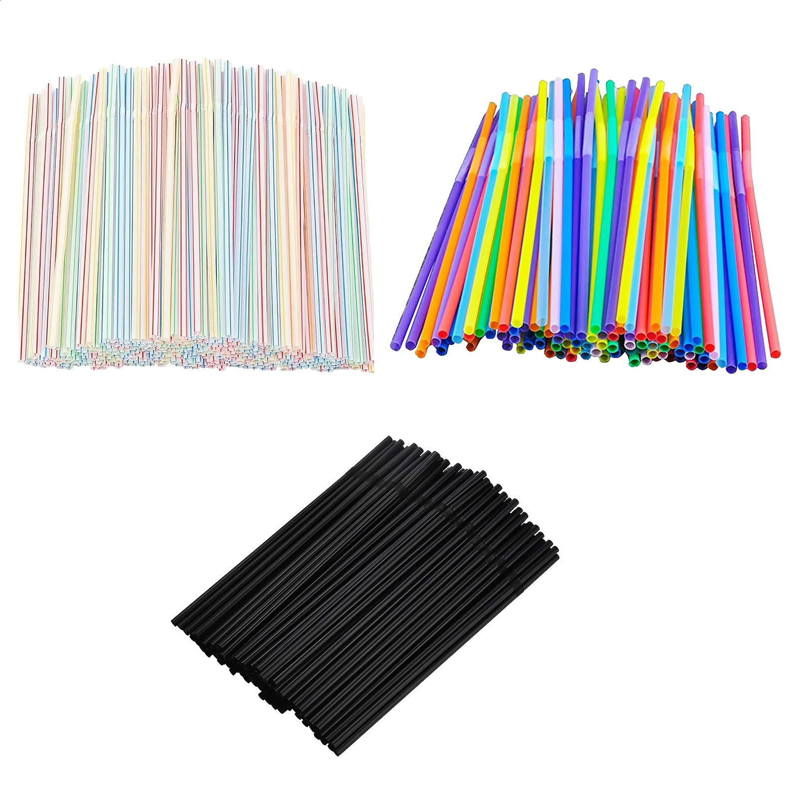 1001500 pieces of colored and black flexible plastic drinking ropes milk tea bars parties weddings kitchen drinks straw home accessories 240819