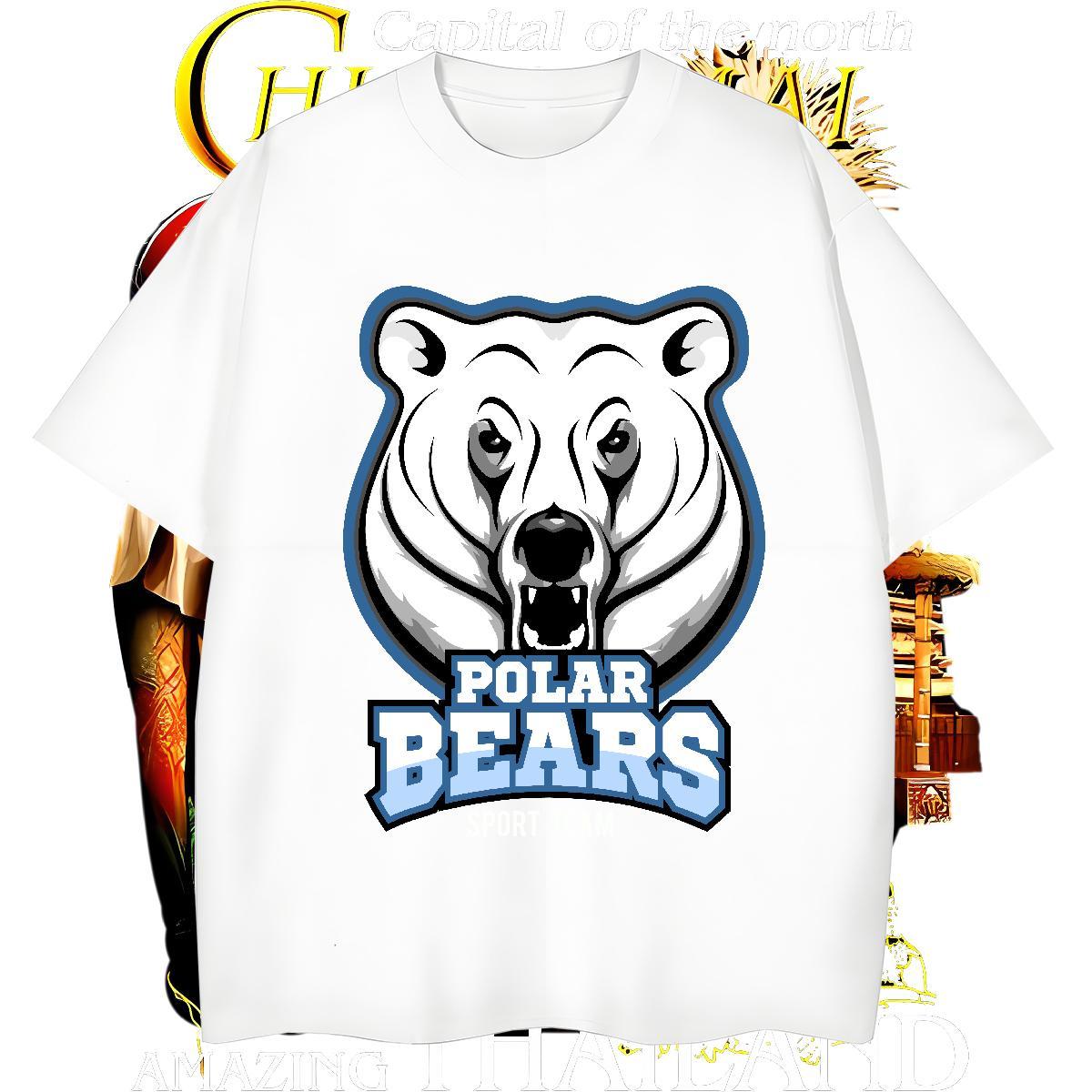 Loose Fit T Shirt For Man bear Pure Cotton Daily Wear Cartoon Print 100% Cotton 230g Men Tops Tees New Arrival Tops Shirt