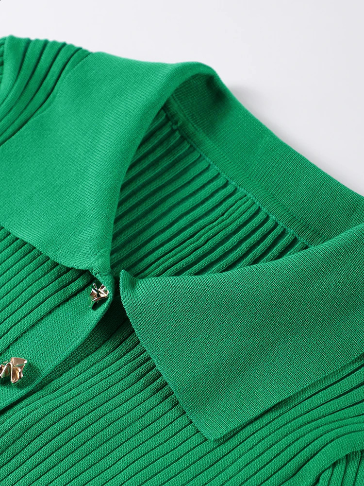 Knitted Women Long Dresses Hollow Out Short Sleeved Women Split Dress O-neck Single Breasted Female Solid Elegant Ladies Robe 240823
