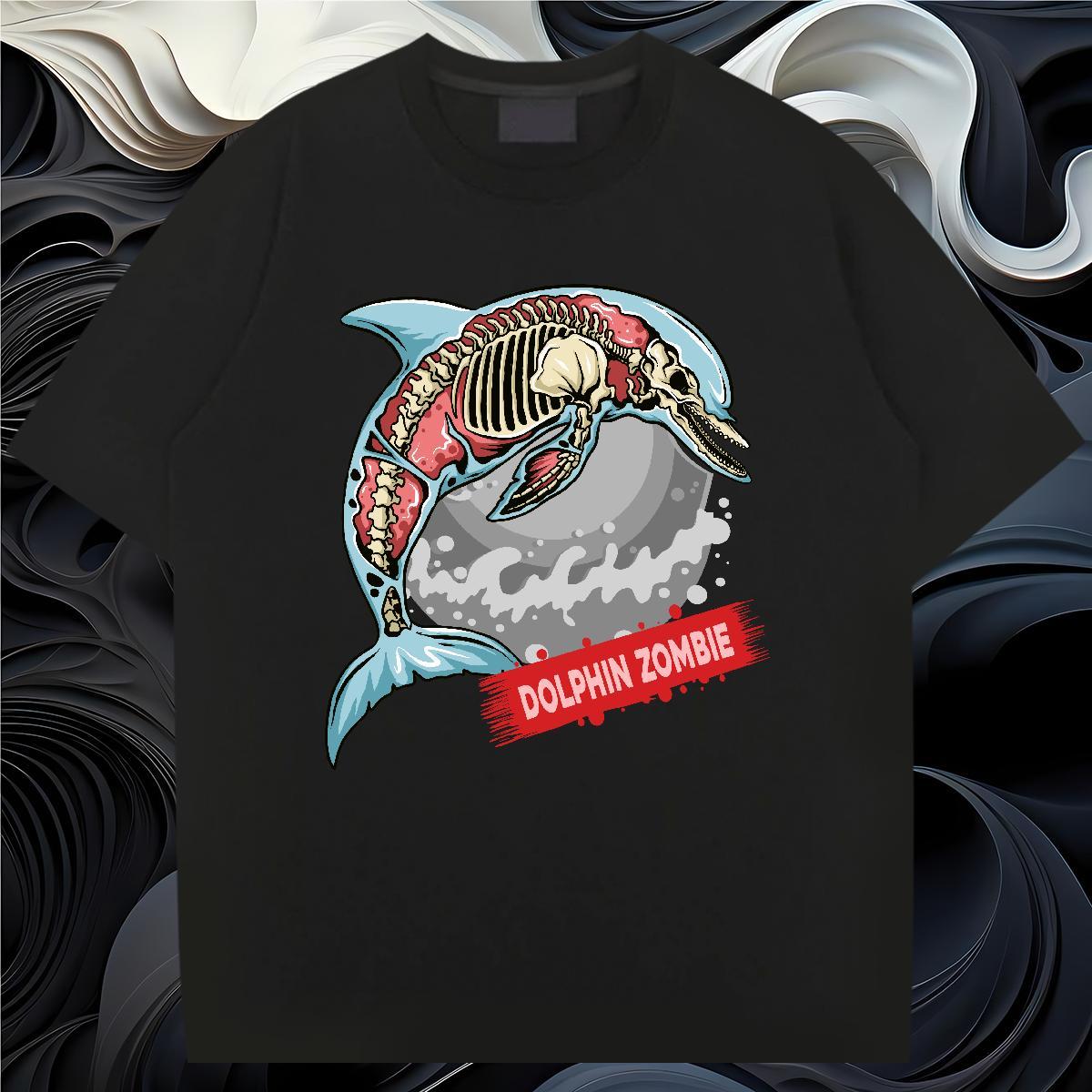 Cool Design Mens T Shirts dolphin Short Sleeve O-Neck Casual Daily Wear Custom Printed 230g 100% Cotton Men Clothes T-Shirt 2024 DIY Tops Tees