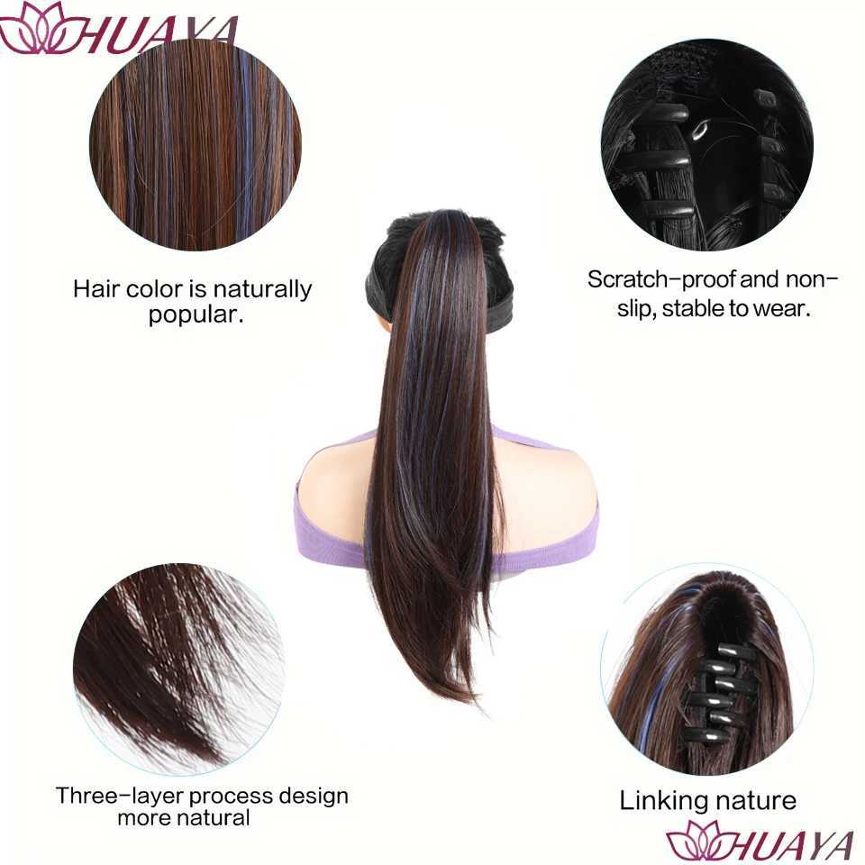 Synthetic wig ponytail 24 inch high gloss grip high ponytail slightly curled long hair ponytail for daily use. W240817