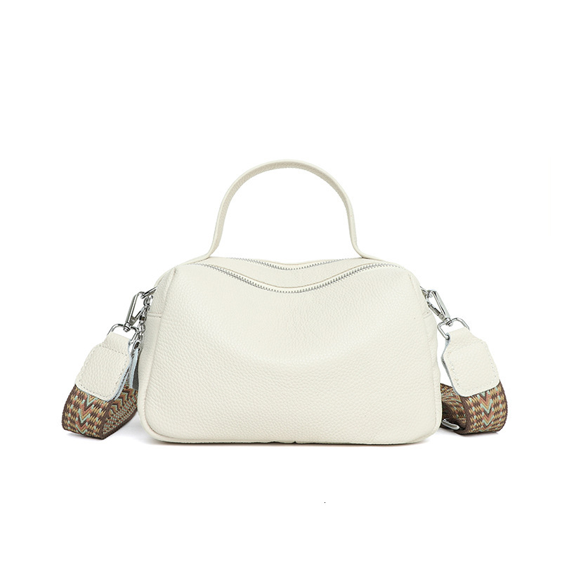 Genuine leather fashionable Boston new fresh top layer cowhide pillow bag, hand-held crossbody women's bag