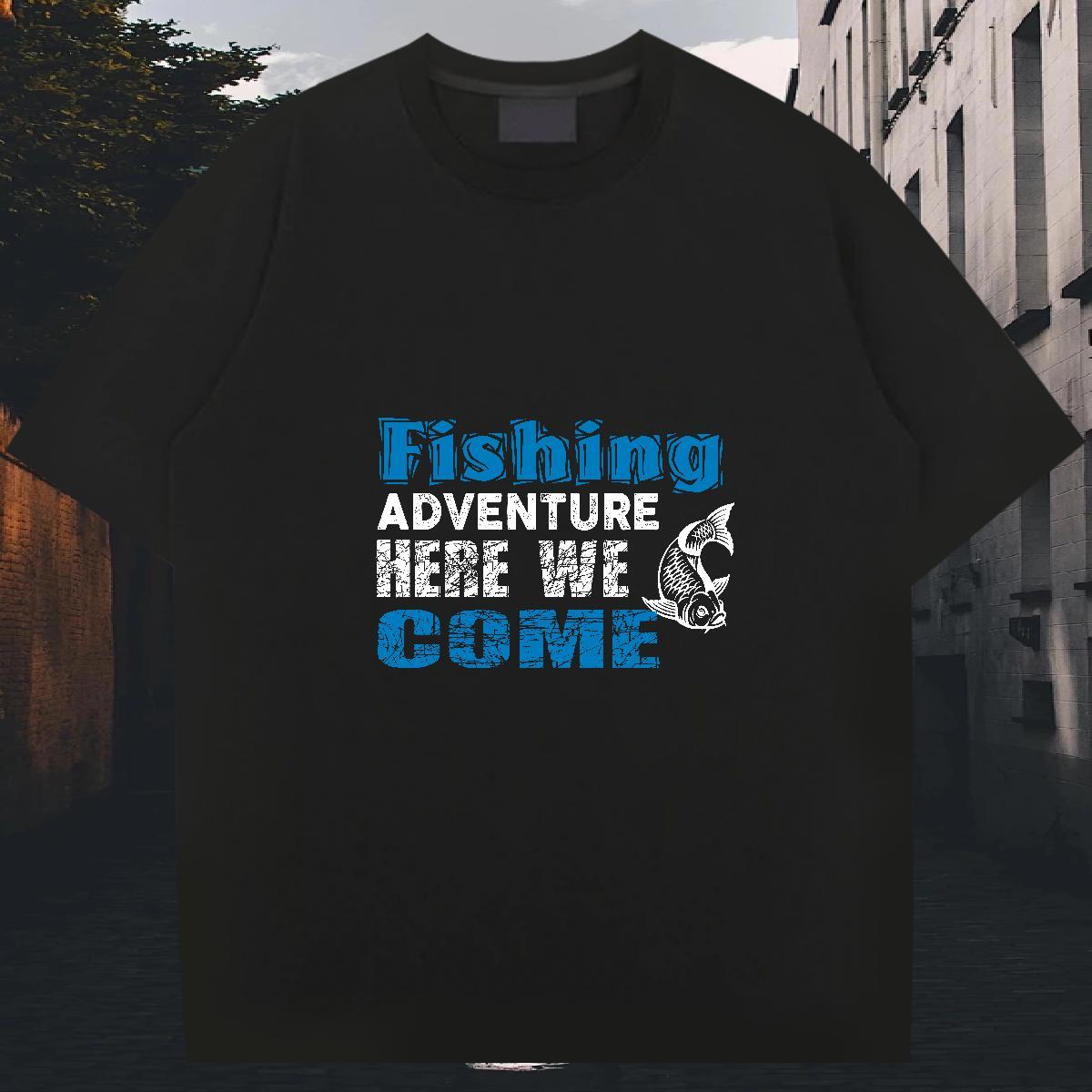 TOP Quality Men Tees Summer Casual 100% Cotton 230g Oversized Round Neck Short Sleeve Fishing T Shirts Men Designer Tshirts