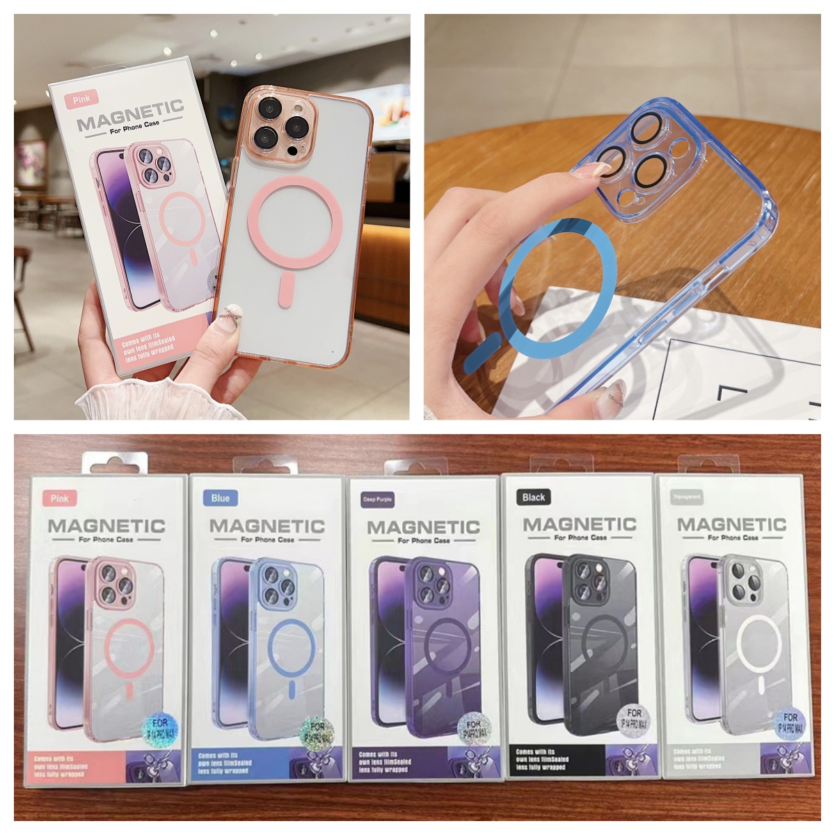 Clear Magnetic For Magsafe Cases Soft TPU Hard PC Shockproof Cover With Camera Lens Film Protector For iPhone 17 Air 16 15 14 Plus 13 12 11 Pro Max With Retail Package